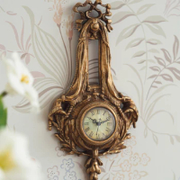Retro French Decorative Wall Clocks Living Room Small Wall Clock Antique Style Carved Resin Wall Watches Home Decoration