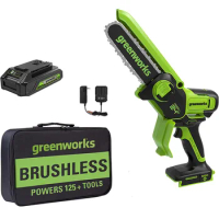 Greenworks 24V 6" TruBrushless™ Pruning Saw / Mini Chainsaw with Tool Bag Great For Storm Clean-Up, Pruning, and Camping