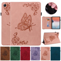 For Oppo Pad Air Case 10.36 inch Cute Flower Butterfly Embossed Flip Stand Soft Silicone Back Cover for Oppo Pad Air Tablet Case