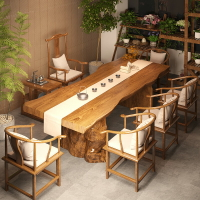 新中式禪意實木茶桌茶臺原木大板桌茶室茶幾茶桌椅組合現代功夫茶