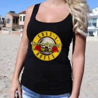 Guns N Roses Sleeveless Tanks Women Clothes Cotton Tank Top Gothic Clothes Causal Rock and Roll Black Shirt Dropshipping Tee Top