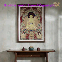 110cm large Buddhism home wall high grade brass sculpture frame Sakyamuni buddha Thangka painting BLESS family safe health