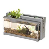 Small Betta Fish Tank Mini Aquarium Tank Starter Kit USB Mute Filter Landscape Desktop Small Fish Tank for Betta Fish Shrimp