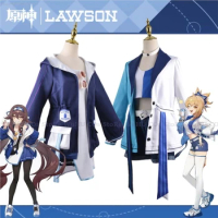 LAWSON x Genshin Hutao Cosplay Costume Anime Game Genshin Impact Cosplay Yoimiya Hu Tao JK Uniform Hoodie Jacket Wig Full Set