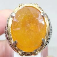 Cincin Batu Permata Yakut Yellow Safir Besar