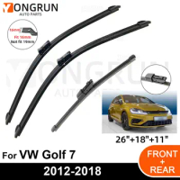3PCS Car Wiper for VW Golf 7 MK7 Hatchback 2012-2018 Front Rear Windshield Windscreen Wiper Blade Rubber Accessories