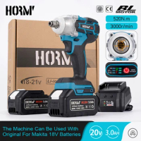 Hormy Brushless Electric Wrench Impact Wrench 1/4 1/2 520N.m for Makita 18V Battery Hand Drill Cordless Impact Wrench Power Tool