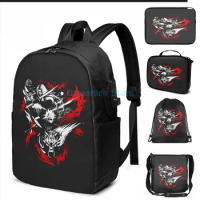 Funny Graphic print Seven(2) USB Charge Backpack men School bags Women bag Travel laptop bag