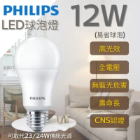 Philips 飛利浦照明 LED 12W 球泡燈(易省型 高光效 無藍光危害 球泡 燈泡 12入)