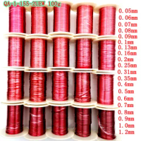 100g Red Coil Copper cable 0.05 0.08 0.1 0.13 0.25 0.3 0.4 0.5mm 0.6 0.7 0.8 0.9 1.0 1.2mm QA-1-155 Enameled Copper Winding wire
