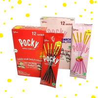 Pocky Glico 1 BOX isi 12pcs Stik Biskuit Aneka Rasa Coklat Stroberi