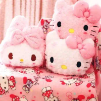 2022 Sanrio My Melody Hello Kitty Cartoon Plush Cherry Blossom Rose Velvet Pillow Animation Surrounding Blanket Gifts for Girls