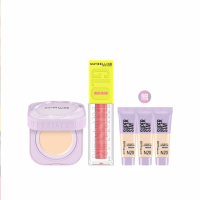 【MAYBELLINE 媚比琳】裸霧光氣墊水凝粉餅+光吻持色幻彩腮紅液(#小方塊 #光吻棒 ★)