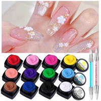 3D  Sculpting Gel for Nail Art12 Colors Painting Gel Molding Gel for Nails with 2 Carved Painting Pe