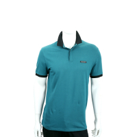 Emporio Armani 字母徽標藍綠色撞色短袖POLO衫(男款)