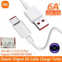 Xiaomi Original 6A Usb Type C Cable Turbo Charge 120W Fast Charging Data Cord For Mi 13 12 11 Pro Poco F5 Redmi Note 12 K60 Pad6