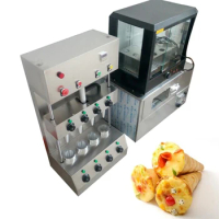 Whole Set Electric Big Power Commercial Pizza Cone Machine 110v / 220v Rotate Pizza Oven Machine With Display Cabinet