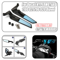 For Ducati HYPERMOTARD 1100 821 796 939 Diavel  Winglets Mirror Kits Adjustable Mirrors Motorcycle Wing Mirrors