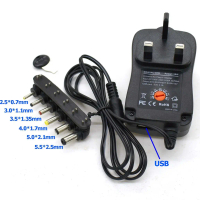 อะแดปเตอร์หม้อแปลงหลายแรงดันไฟฟ้า, แหล่งจ่ายไฟแบบปรับได้, 30W, DC 12V, 9V, 7.5V, 6V, 5V, 4.5V, 3V, 1