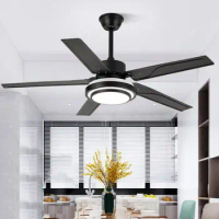 Dropshipping 52 Inch Ceiling Fan with Light and Remote Control Black Outdoor Ceiling Fan Modern Industrial Indoor