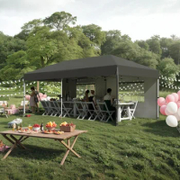 10'x 20' Pop up Canopy Tent with 210 D Oxford Fabric Instant Commercial Canopy Including 2Pcs Sidewalls 12 Stakes 6 Sandbags