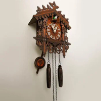 Handicraft Vintage Cuckoo Clock For Living Room Wall Clock Wooden Cuckoo Tree House Alarm Saati Clock for Bedroom Office
