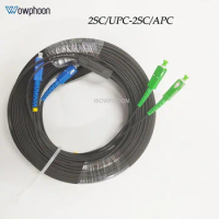 Outdoor FTTH Drop Cable, Fiber Optic Patch Cord, SC, LC, ST, FC Connector, 200m, 3 Steel, 2 Core, G657A1