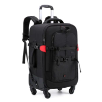 Trolley camera bag Video Camera Bag Backpack Photography Storager Lens Bag for 15.6in Laptop with Rainproof Cover Photo Studio