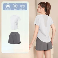運動速乾衣女套裝夏季薄款新款短袖瑜伽服上衣寬鬆顯瘦跑步爆汗服