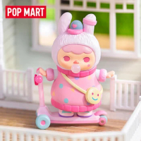 Pucky Kick Scooter Bunny Elevator Original Popmart Kawaii Action Anime Figures 7.5cm Pvc Cute Collection Model Toy Birthday Gift