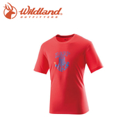 【Wildland 男 仿棉印花抗UV圓領衣《紅》】21610/吸濕/排汗/抗UV/短袖/棉T