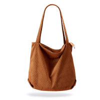 Korean Style Casual Large Capacity Shopping Bag Fashion Corduroy Canvas Handbag Simple R Waterproof Shoulder Bag