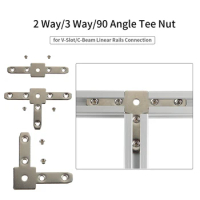 Toaiot 2 Way/3 Way/90 Angle Tee Nut Bracket for V-Slot/C-Beam Linear Rails Connection 3D Printer Accessories