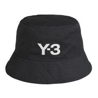 Y-3精工刺繡白字LOGO質感帆布漁夫帽(黑)