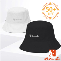 【ACTIONFOX】新款 雙面穿載_雷射抗UV透氣快乾遮陽帽UPF50+/360度反光.帽身透氣孔設計(631-5427 黑色)