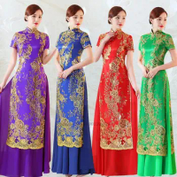 2024 ao dai cheongsam elegant chinese dress aodai national sequin oriental dress qipao vietnam clothing ao dai dress qipao