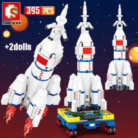 SEMBO New City Aerospace Rocket Building Blocks Space Launcher Astronaut Figure Bricks Toys For Children Gifts