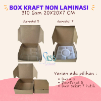 25 Pcs Dus Kraft Box Nasi Kotak 20x20 Non Laminasi - Kotak Nasi Box Makanan Kekinian