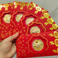 2024龍年開運金幣卡通龍幣紀念幣百元紅包利是封婚慶新年節慶禮品