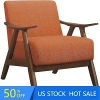 Lexicon Elle Accent Chair for Relaxing with Arm Rest, Wood, Orange