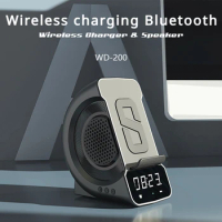 Wireless charging Bluetooth speaker private model speaker three in one creative clock alarm clock Bluetooth speaker