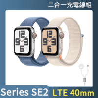 二合一充電線組【Apple】Apple Watch SE2 2023 LTE 40mm(鋁金屬錶殼搭配運動型錶環)