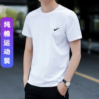 耐克頓白色純棉短袖t恤男夏季寬松半袖休閑運動服男士體恤衫潮牌