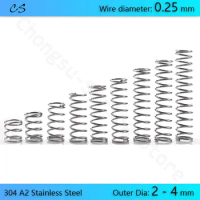 10Pcs 0.25mm Compression Spring 304 A2 Stainless Springs Wire Dia 0.25mm Outer Dia 2 2.5 3 4 mm Length 5 10 15 20 25 30 - 45mm
