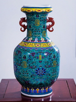 景德鎮陶瓷器雙耳高落地大花瓶擺件插花仿古家居裝飾品客廳工藝品