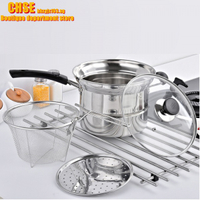 Stainless steel multi-functional pot of rice noodle soup instant noodles pot non stick coating pot with handle Stainless steel multi-purpose noodle pot milk pot small fryer thickened soup pot steamer home cooking pot induction cooker gener