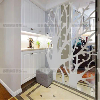 Acrylic Stereo Mirror Wall Sticker Rich Tree Mirror Living Room Dining Hall Entrance Wall Personality Decorative Mirror Sticker