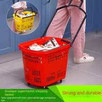 Supermarket shopping trolley, plastic delivery basket, carrying basket, shopping cart, snacks, convenience store