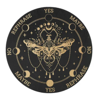 15cm Wooden Decorative Plate Black Laser Engraved Moth Moon Astrological Plate Witch Altar Supplies Tarot Game Meditation Plate