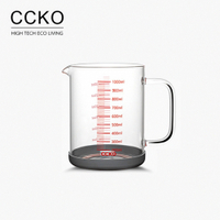 【CCKO】耐熱刻度量杯 1000mL 附防滑膠圈 耐熱玻璃 大量杯 烘焙量杯